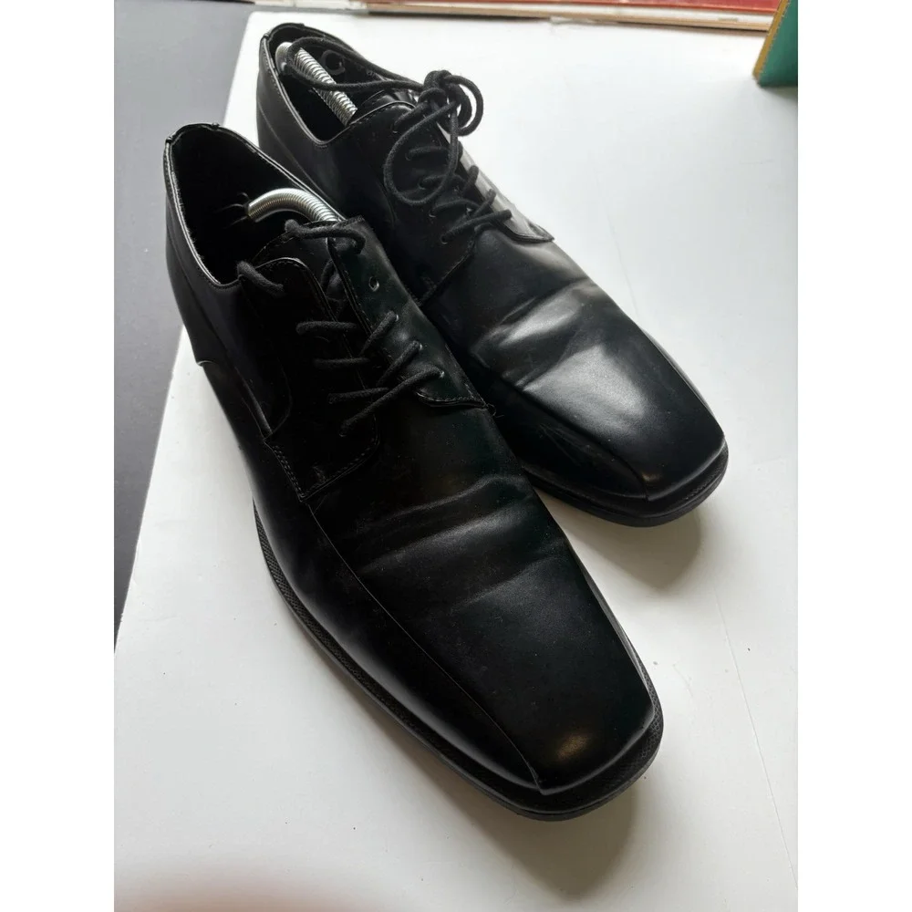 CALVIN‎ KLEIN Earl Dress Shoes Black Leather Lace-Up Men's Size 12 Formal